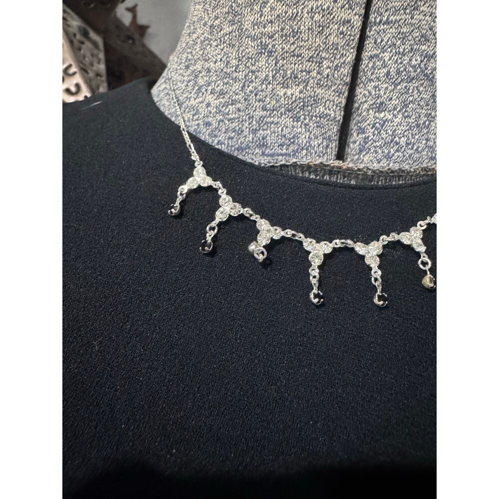 Delicate Rhinestone Dangle Necklace - Picture 2 of 6